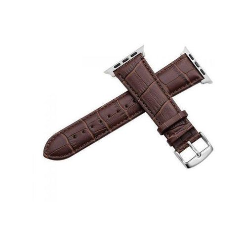 Apple Watch 442/44/45/46/49mm Series 4/5/6/7/8/9/10/11 Leather Band, Crocodile Texture Leather Strap Wristband Brown