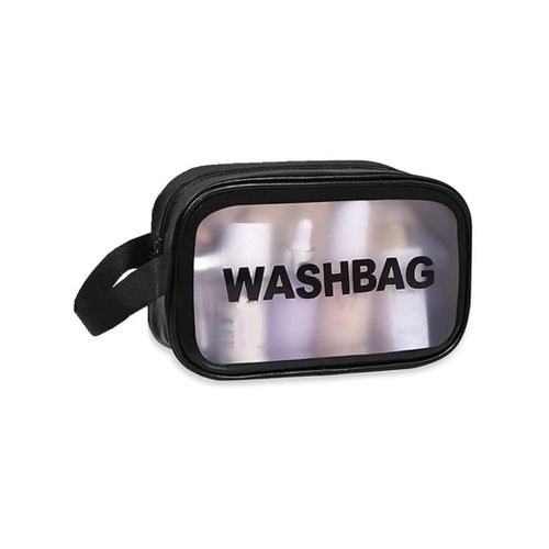 Portable Makeup Bag Clear Travel Cosmetic Bag Toiletry Organizer Wash Bag Waterproof Zipper Cosmetic Bag 24x7x14cm (Black)