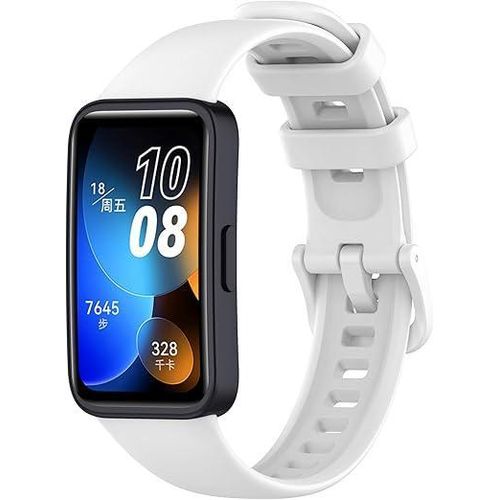 حزام رياضي من السيليكون متوافق مع Huawei Band 8 / Honor Band 8، سوار معصم من السيليكون خفيف الوزن ومقاوم للعرق - أبيض