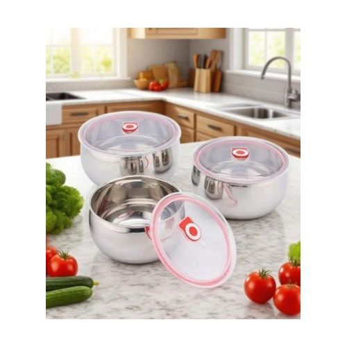 Stainless Steel Plastic Lid Refrigerator Can, Set of 3 - 12 cm - 14 cm - 16 cm