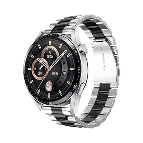 20mm Stainless Steel Strap Compatible with Galaxy Watch 5 40mm 44mm/Galaxy Watch 5 Pro 45mm & Galaxy Watch 4 44mm/Galaxy Watch Active 2 44mm Smartwatch Replacement Strap (Silver Black)