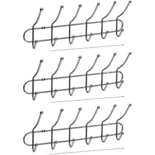 Stainless Steel hanger 12 Hooks & Cloth Hanger Multi-Use Cloth Hanger Silver set of 3 pieces