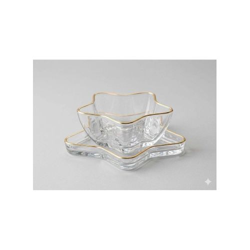 Star-Shaped Textured Bowl Set with 6 Elegant Dinner Plates