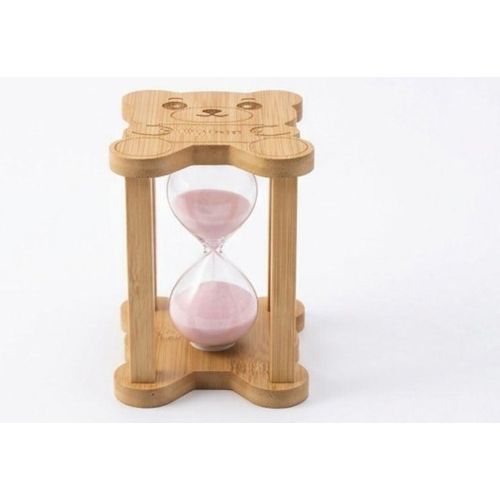 Bear Wooden Hourglass Bamboo Frame Blue Sand 3 Minutes