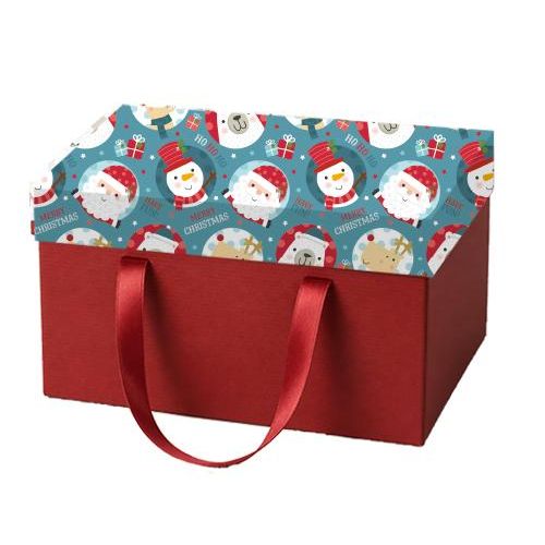 Christmas Gift Box Red Storage Container and blue Holiday Theme Wrapping Box