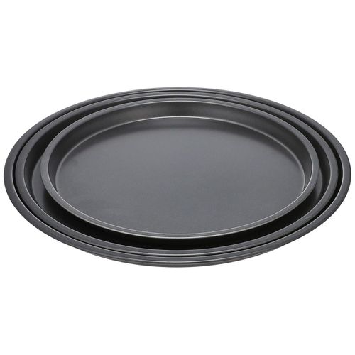 3 Pieces Non-Stick Pan, Carbon Steel Pizza Bakeware Round Tray Set