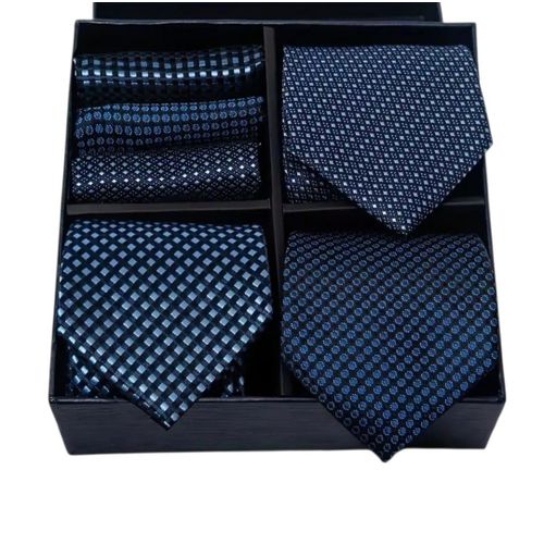 Luxury Mens Accessory Set 6 Pieces - Assorted Ties and Pocket Squares in Royal Designs - Inside a VIP Gift Box