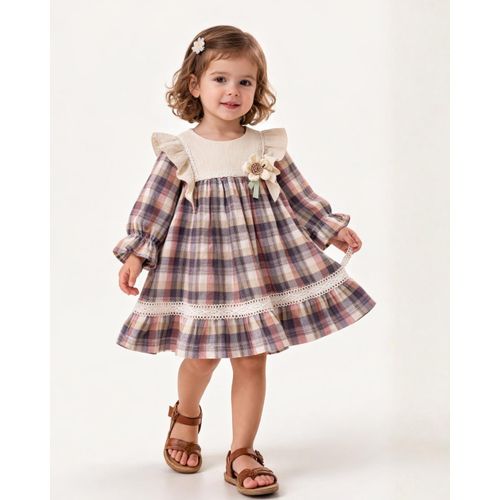 فستان بناتي فينتج أنيق للمناسبات – فستان أطفال بتصميم كلاسيك ناعم