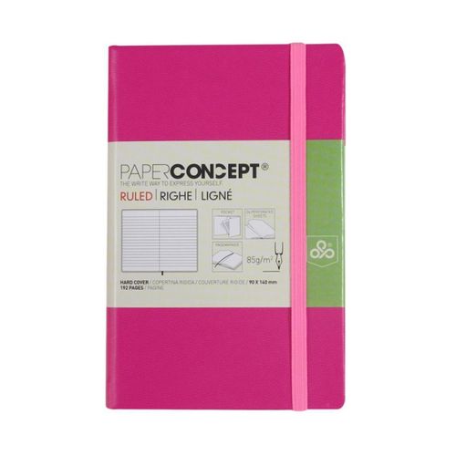 PAPER CONCEPT Hard Cover Executive Notebook - Fluo Colors - 14 x 9 cm - Pink