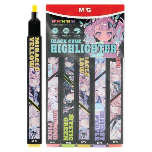 Chenguang Highlighter BLACK CUBE fluorescent Fantasy Set of 5 - No:AHMU1675