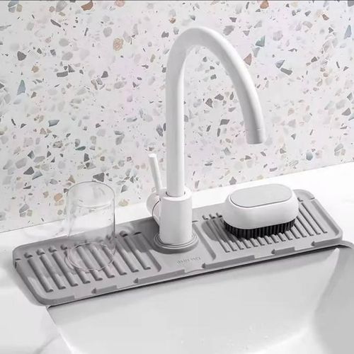 Kitchen sink faucet mat upgraded silicone faucet protector drip-catching faucet handle new quick-drying stone tray for kitchen and bathroom sinks