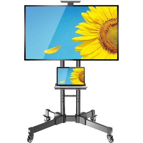 Mobile TV Stand for 32-65 in Plasma/LCD/LED Home Display Rolling Floor TV Cart VESA 200x200 to 600x400 TV Trolley on Wheels with Shelf Max Loading Capacity 50kg/110lbs