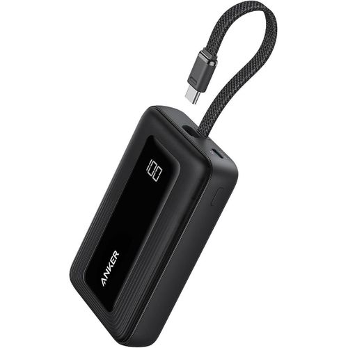 Anker- Power Bank (10K, 30W, Built-In USB-C Cable) - Black