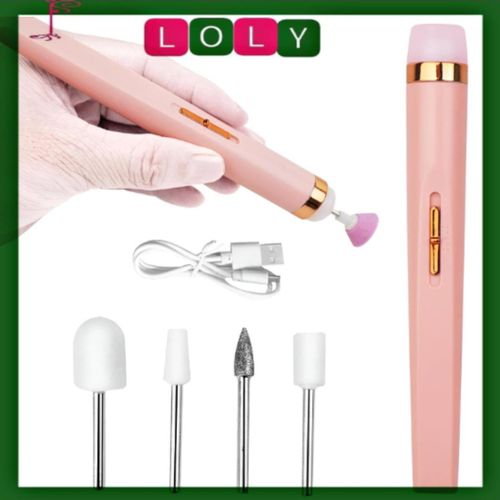 Electric Nail Drill - Portable Nail File Care Set with 5 Attachment Bits, USB Charging, LED Light, Adjustable Speed for Manicures and Pedicures