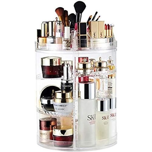 Makeup organizer, 360 degree rotating adjustable cosmetic storage display case with 8 layers large capacity, beauty storage rack desktop cosmetic case fits jewelry,makeup brushes, lipsticks and more