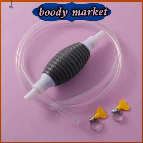 مضخة شفط يدوية لنقل السوائل – طلمبة سحب بنزين وديزل بالمطاط مع خرطوم شفاف ومشابك تثبيت