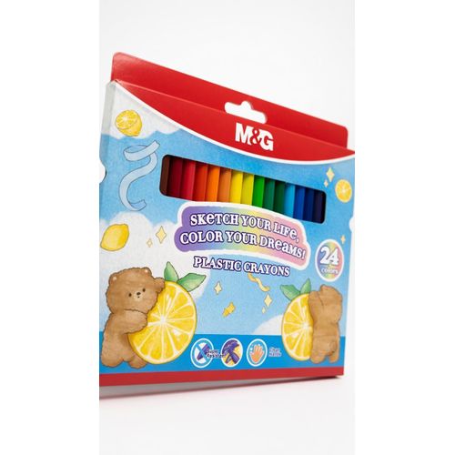 Chenguang Plastic Crayons 24 Colors – Non-Toxic, Smooth Drawing Set for Kids & Artists - No:AGMX4165