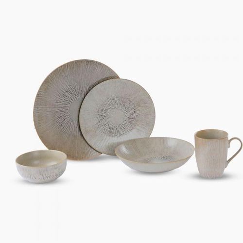 Porcelain EmeraldBeige Coup Dinnerware Set, 30 Pieces