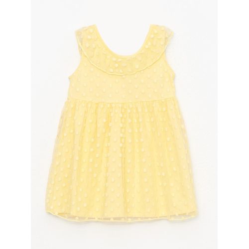 Crew Neck Self-Patterned Baby Girl Dress
