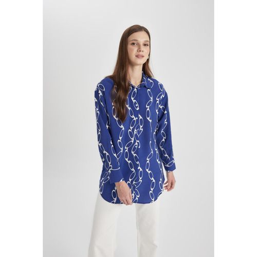 Relax Fit Patterned Long Sleeve Shirt Tunic