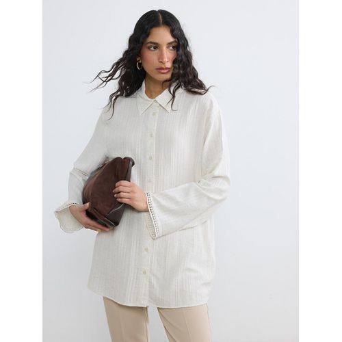 Textured Linen Blend Women's Shirt Tunic