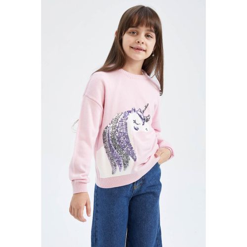 Girl Crew Neck Regular Fit Pullover - Pink
