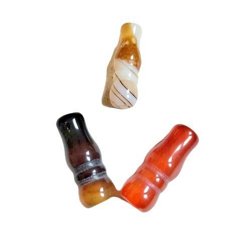 طقم مسبحة من العقيق الطبيعي عالي الجودة مطلي بالفضة - 3 قطع