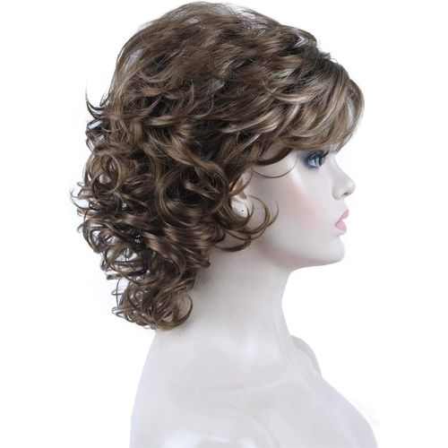 Synthetic Hair Wig Short Wavy Brown