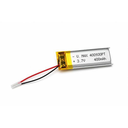 Rechargeable Li-Po Battery 400mAh 3.7V Model 400930 Size 4x9x30mm with Connector for Small Electronic Devices