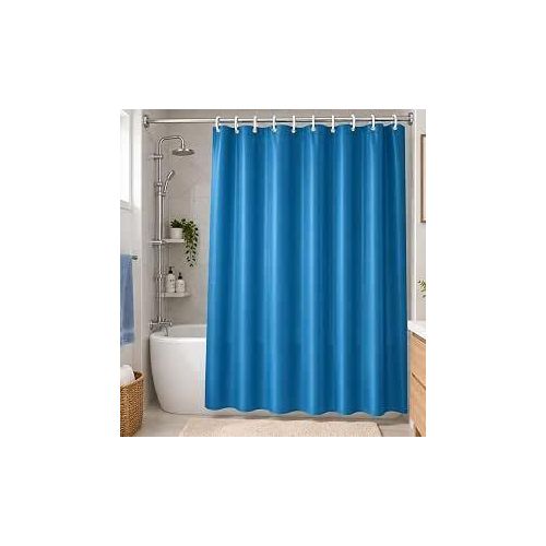 Water-resistant bathtub curtain prevents water splashing and keeps the bathroom dry Modern stylish design blue.