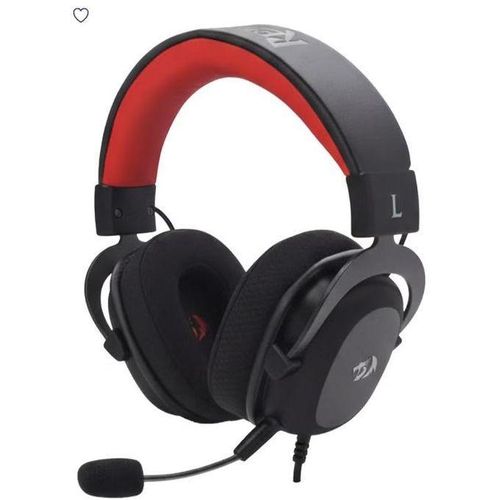 Zeus H510-FB wired gaming headset with 53mm drivers, stereo sound, noise-canceling microphone, ergonomic design, 3.5mm jack with USB adapter - Black
