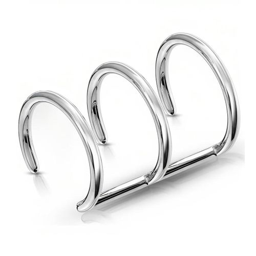 Clip On Triple Closure Ring Non-Piercing Fake Ear Cuff Earrings Cartilage Helix Ear Cuff