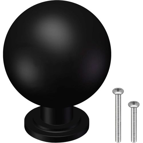 15 Pack 1.1 Inch Black Ball Cabinet Knobs for Kitchen Drawer Furniture with Mounting Screws