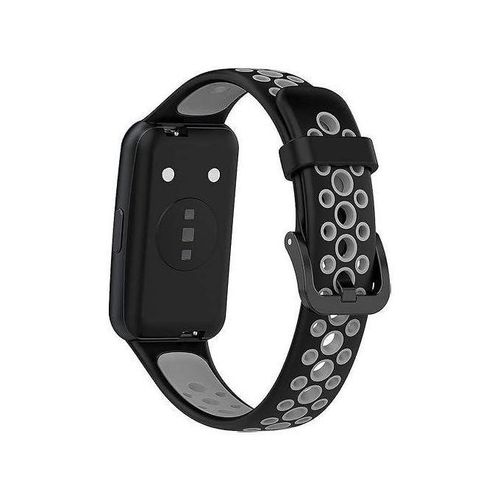 Silicone Sports Strap Compatible with Huawei Band 7 / Honor Band 7, Lightweight Sweatproof Silicone Wristband - Black & Gray