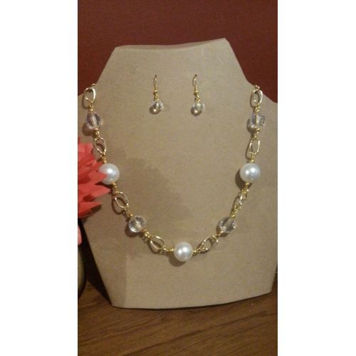 Mallorca Pearl Necklace And Clear Crystal + Earring