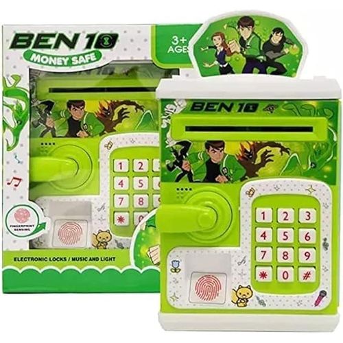 (Ben 10) secret number fingerprint electronic safe auto drag money bank for kids