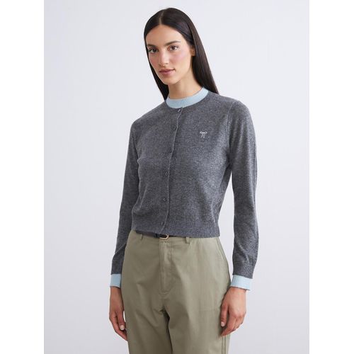 Crew Neck Bow Embroidered Women's Knitwear Cardigan