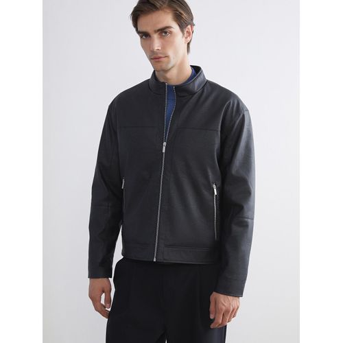 Standard Fit Collared Neck Men's Leather Look Coat