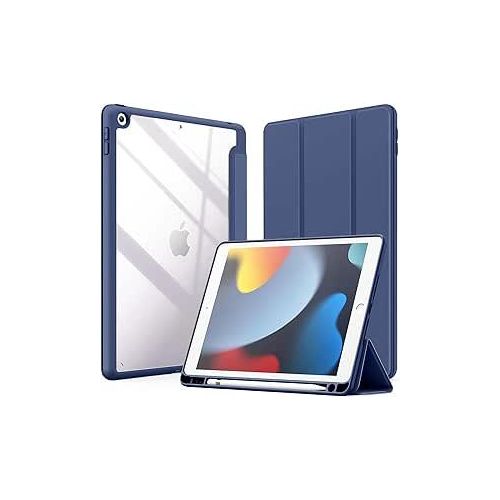 Case Compatible With IPad 10.2 Inch (9th Generation 2021/8th Gen 2020/7th Gen 2019), Auto Wake/Sleep Cover With Pencil Holder (Blue)