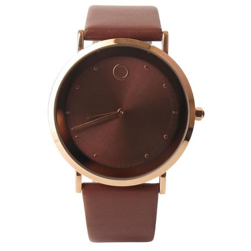 ساعة كلاسيكية للرجال - لون نبيتي - مادة جلدية