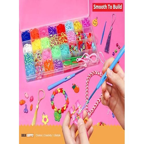 2200+ Loom Bands Kit with Bonus Crochet Hook for Rubber Band Bracelet Kit for - Includes Y-Shaped Loom, Zipper Hooks, Beads, & More