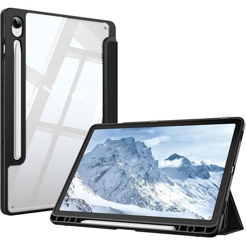 Hybrid Slim Case for Samsung Galaxy Tab S9 FE 10.9 Inch/Galaxy Tab S9 11 Inch 2023 with S Pen Holder, Shockproof Cover with Clear Transparent Back Shell, Auto Wake/Sleep, Black