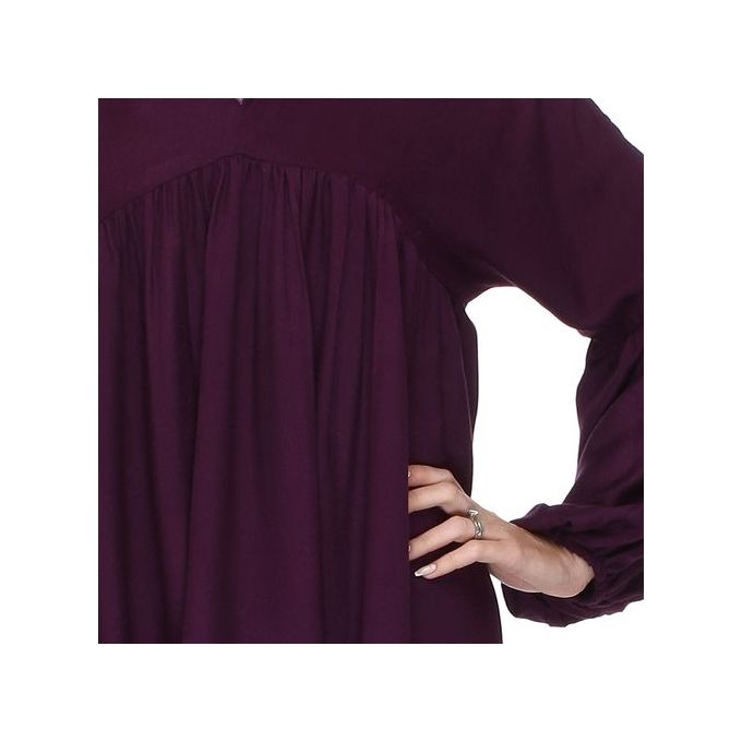 Cotton Loose Winter Top - Purple