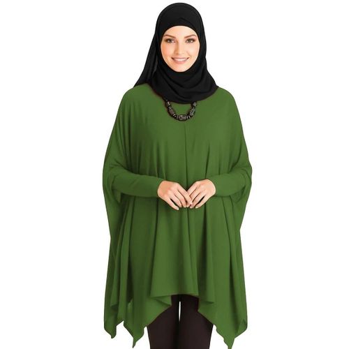 Womens loose-fitting cotton blouse green color