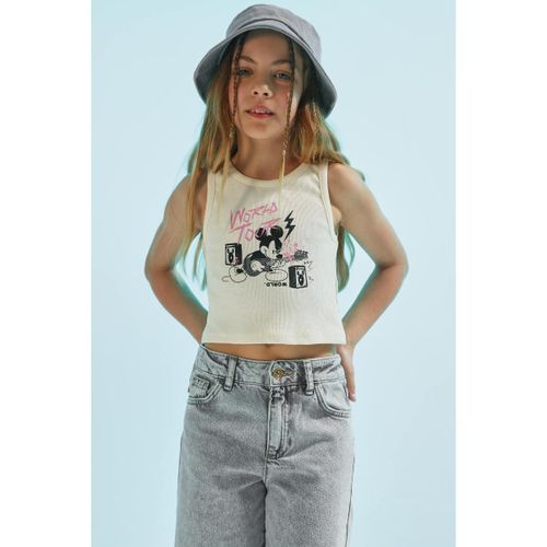 Girl Full Crop Top Sleeveless Athlete - Ecru