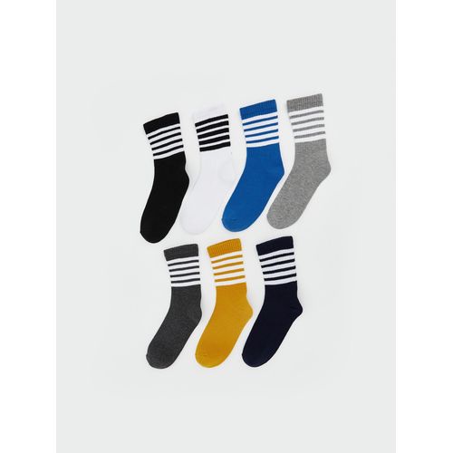 Boy's Striped Ankle Socks, Set Of Seven