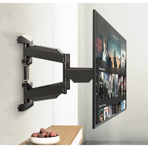 P65 Anin Wall Mount TV Stand with Dual Arm- 85-inch Screen Holder- 140° Rotation Angle- LCD/LED Flat/Curved Screen- Supports Up to 68.2 kg- Black- Model P65