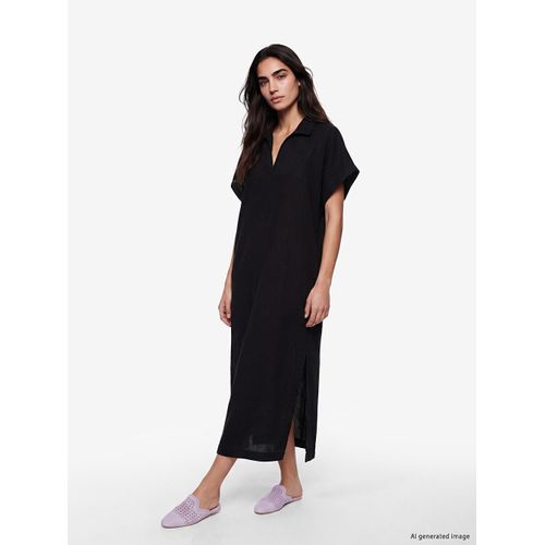 Polo Collar Slit Mini Dress