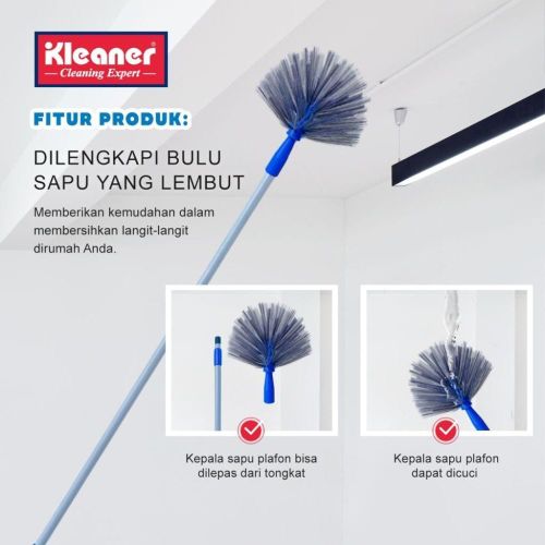 Telescopic Ceiling Duster and Cleaning Head, Dusting Brush