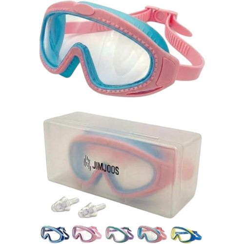Kids Swimming Goggles 6-14 - Wide View, Anti Fog, UV Protection, Leak Proof Swim Goggles for Boys Girls - Adjustable Back Strap - Hard Case & Silicone Ear Plugs Included